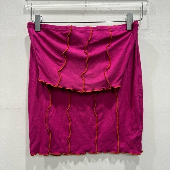 Urban Outfitters Stretch Skirt Strapless Tube Top Set Small Berry Orange - Picture 2 of 5